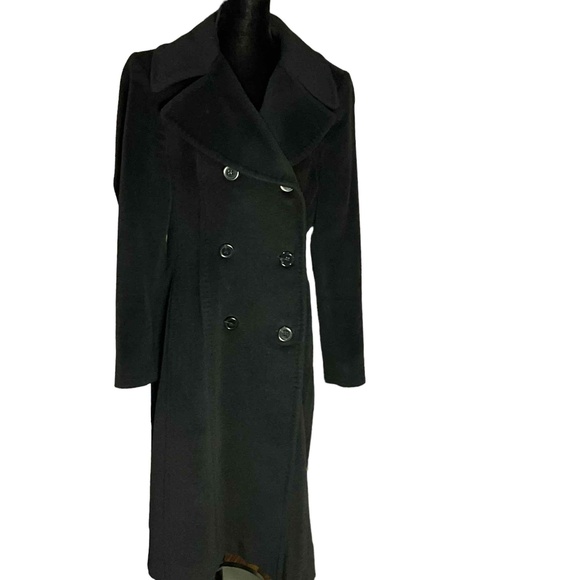 Anne Klein Womens Black Double Breasted Angora Wool Dress Coat Size 8 - Picture 1 of 11